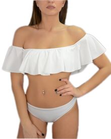 Γυναικείο μαγιό top Rock Club - Strapless Λευκό - Βολάν