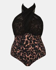 Γυναικείο Γυναικείο Plus Size μαγιό ολόσωμο Rock Club - Animal print - Πολυμορφικό - Cup E F -Lycra