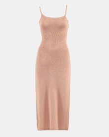 Γυναικείο Beachwear Rock Club - Πλεκτό Φόρεμα Maxi - Rose Gold - Regular Fit - Lurex