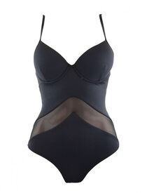 Γυναικείο μαγιό ολόσωμο Rock Club - Διαφάνεια - Μαύρο - Cup C