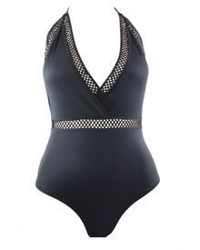 Γυναικείο μαγιό ολόσωμο Rock Club - Μαύρο - V Neck - Κρουαζέ