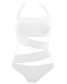 Γυναικείο μαγιό ολόσωμο Rock Club - Διαφάνεια - Λευκό Στράπλες