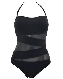 Γυναικείο μαγιό ολόσωμο Rock Club - Διαφάνεια - Μαύρο Στράπλες