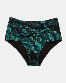 Μαγιό slip Plus Size Rock Club - Ψηλόμεσο Palm print- Μπικίνι με σούρες