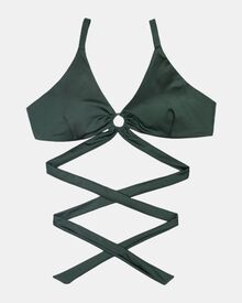 Μαγιό τρίγωνο Rock Club - Κυπαρισσί με κρίκο - Τοπ Bikini Plus Size
