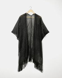 Γυναικείο Κιμονό Shiny Rock Club - Μαύρο με κρόσια