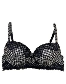 Σουτιέν Lida Push Up - Viscose - ¨Ασπρο Μαύρο - Pied de Poule - Cup B - Balcony