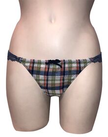 String slip Lida - Καρό - Navy δαντέλα