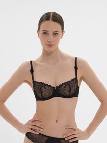 Γυναικείο σουτιέν Simone Pérèle - Μαύρο - Δαντέλα - Half Cup C D E - Polyamide - Regular Fit