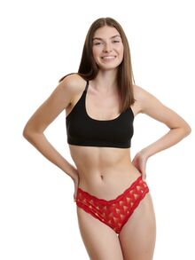 WALK Γυναικείο Slip Lace Brief - Bamboo - Gift Box - Κόκκινο με έλατα