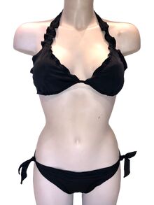 Γυναικείο μαγιό σετ - Μαγιό Μπικίνι  Βολάν - Black