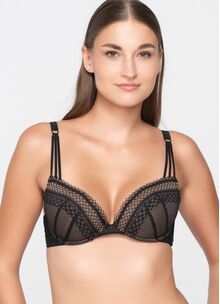 Γυναικείο Σουτιέν  Push-Up Luna - Μαύρο - Δαντέλα - Cup B - Polyamide - Regular Fit