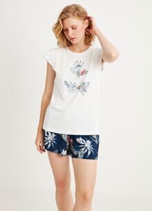 Γυναικεία καλοκαιρινή πυτζάμα Catherine's - Λευκή - Navy floral