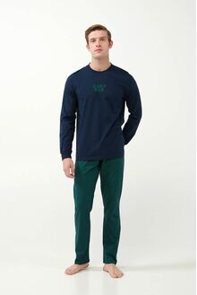 Ανδρική πυτζάμα Vamp - Μπλε - Γεωμετρικό print - Cotton - Regular Fit