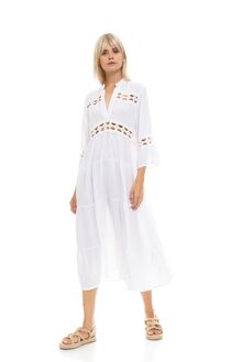 Γυναικείο Beachdress Pink Label -  Λευκό - Midi Φόρεμα - Regular Fit - ViscoseΓυναικείο Beachdress Pink Label -  Λευκό - Midi Φόρεμα - Regular Fit - Viscose