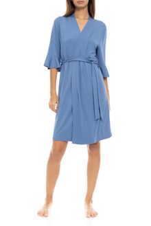 Γυναικεία Ρόμπα Pink Label - Σταυρωτή Cosmos Blue - Μανίκι 3/4 - Cotton