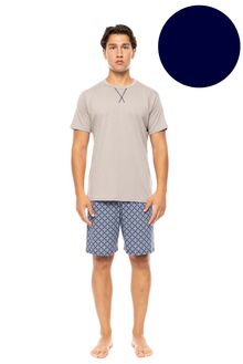 Ανδρική Καλοκαιρινή Πυτζάμα Ulisse - Yacht Blue - Blue Print - Κοντό μανίκι - Cotton