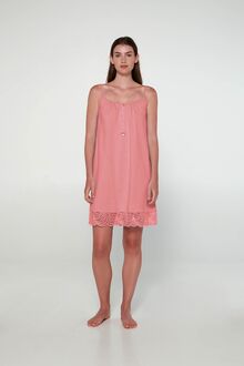 Γυναικείο Νυχτικό Vamp  - Λεπτή τιράντα - Pink Glow - Με κουμπιά