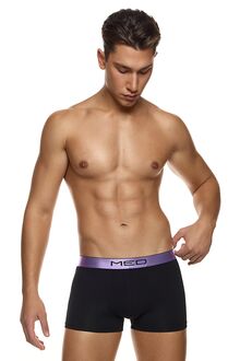 MED Ανδρικό boxer Logan - Μαύρο - Εξωτερικό Λιλά λάστιχο - Regular Fit - Modal
