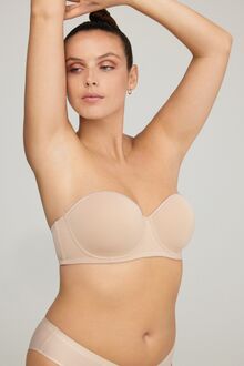 Γυναικείο Σουτιέν στράπλες Promise - Μπεζ - Regular Fit - Polyester - Cup D - Μεγάλα Μεγέθη