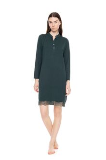 Γυναικείο Νυχτικό Pink Label -  Κυπαρισσί - Δαντέλα - Cotton - Regular Fit