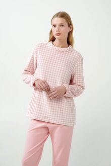 Γυναικεία Πυτζάμα Vamp - Ροζ - Πιε-ντε-πουλ print - Regular Fit - Polyester -Cotton