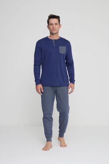 Ανδρική πυτζάμα Noidinotte - Μπλε - Γκρι Ψαροκόκαλο - Regular Fit - Cotton