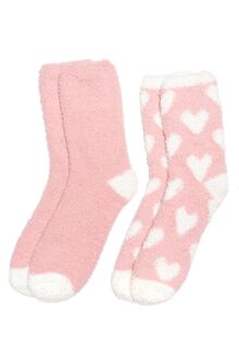 Γυναικείες κάλτσες Pink Label - Ροζ fleece - 2 Pack - Polyester - Regular Fit
