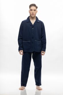Ανδρική πυτζάμα Galaxy - Μπλε με πουκάμισο - Regular Fit - Cotton