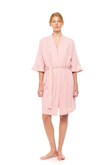 Γυναικεία Ρόμπα Pink Label - Σταυρωτή Baby Pink - Μανίκι 3/4 - Cotton