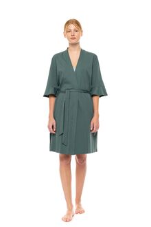 Γυναικεία Ρόμπα Pink Label - Σταυρωτή Dark Green - Μανίκι 3/4 - Cotton