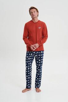Ανδρική πυτζάμα Vamp - Κόκκινη - Μπλε - Homewear Set - Cotton