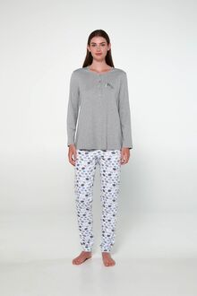 Γυναικεία Πυτζάμα Vamp - Γκρι - Print σκαντζόχοιρο - Cotton