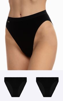 Γυναικείο Brazil slip Minerva - Μαύρο - Ψηλόμεσο - 2 Pack - Regular Fit - Cotton