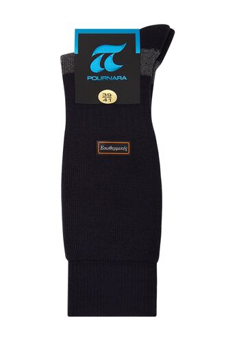 Ανδρική εσωθερμική κάλτσα Πουρνάρα - Μάλλινη - Μαύρη