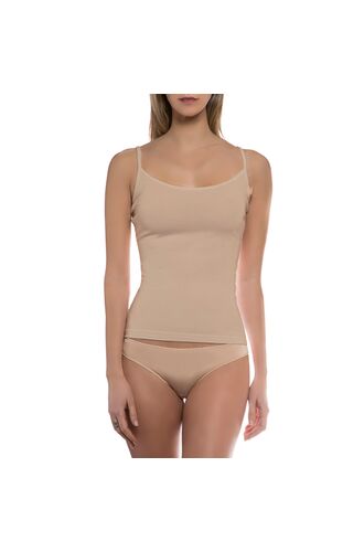 Γυναικείο φανελάκι Walk μπεζ - Top bamboo με λεπτή τιράντα