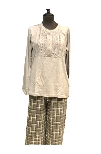 Γυναικεία πυτζάμα Noidinotte - Γκρί Καρό - Βαμβακερή