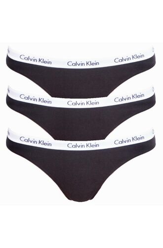 Γυναικεία String Calvin Klein - Μαύρα - λευκό λάστιχο - 3 pack