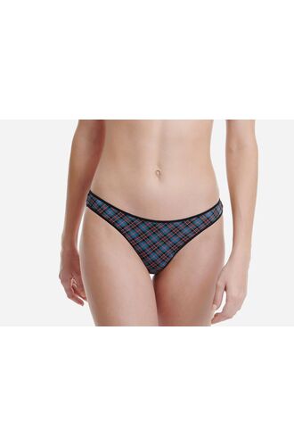 Γυναικείο brazil slip Walk - Μπλε Brief από ίνες bamboo - Καρό σχέδιο