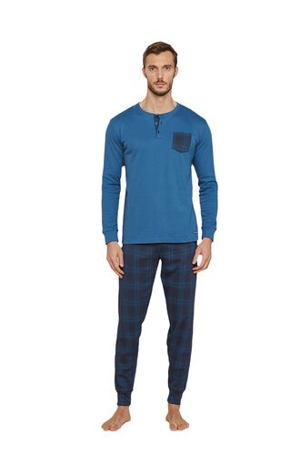 Ανδρική πυτζάμα Noidinotte - Μπλε - Καρό παντελόνι