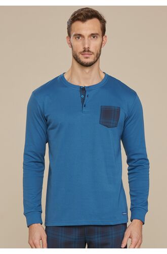 Ανδρική πυτζάμα Noidinotte - Μπλε - Καρό παντελόνι