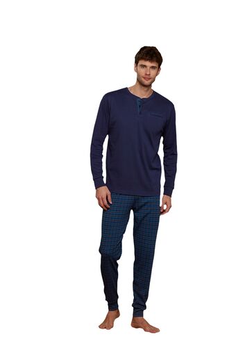 Ανδρική πυτζάμα Noidinotte - Navy - Καρό παντελόνι