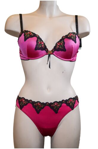 Σετ Σουτιέν Ambra & String - Φούξια - Σχέδιο - B cup