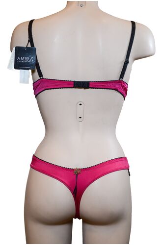 Σετ Σουτιέν Ambra & String - Φούξια - Σχέδιο - B cup