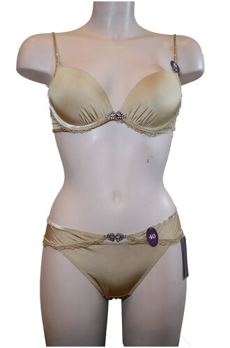 Σετ Σουτιέν Lisca & Brazil - Σατέν Μπεζ - Δαντέλα - B cup