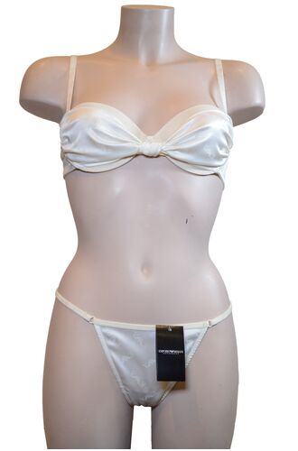 Σετ Σουτιέν Armani & String - Σατέν Λευκό - Σχέδιο - C cup
