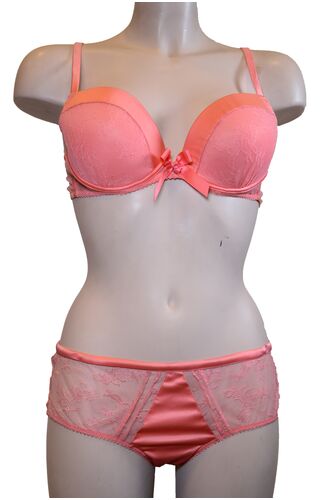 Σετ Σουτιέν Jolidon & Boxer - Σατέν Κοραλί - Δαντέλα - B cup