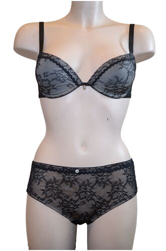 Σετ Σουτιέν Armani & Boxer - Μαύρο - Δαντέλα - D cup