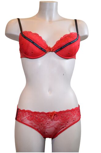 Σετ Σουτιέν Armani & Slip - Κόκκινο - Δαντέλα - B cup