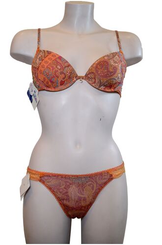 Σετ Σουτιέν Selmark & String - Κεραμιδί - Λαχούρι - Μετάξι - B cup